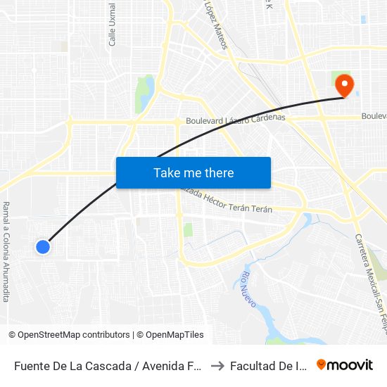 Fuente De La Cascada / Avenida Fuente De Diana to Facultad De Idiomas map