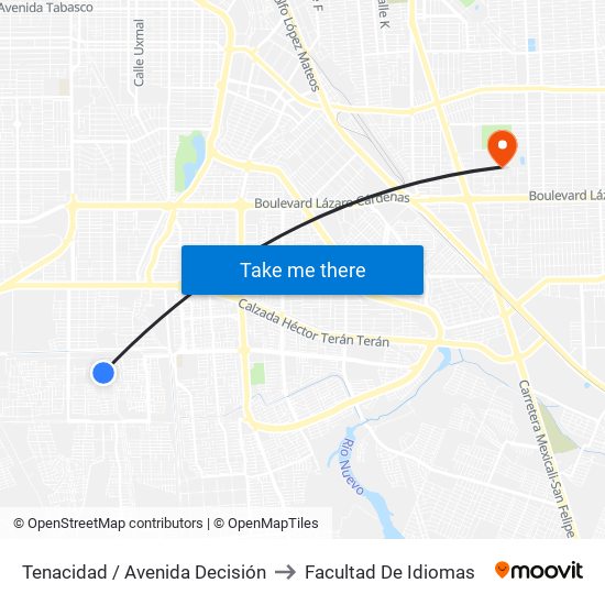 Tenacidad / Avenida Decisión to Facultad De Idiomas map