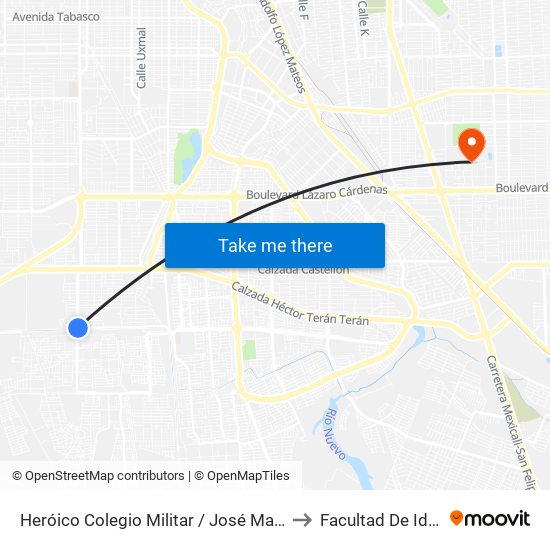 Heróico Colegio Militar / José Mariano Salas to Facultad De Idiomas map