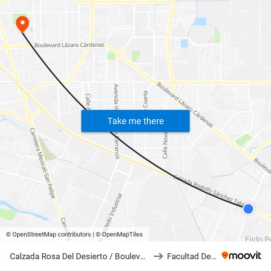 Calzada Rosa Del Desierto / Boulevard Sánchez Taboada to Facultad De Idiomas map