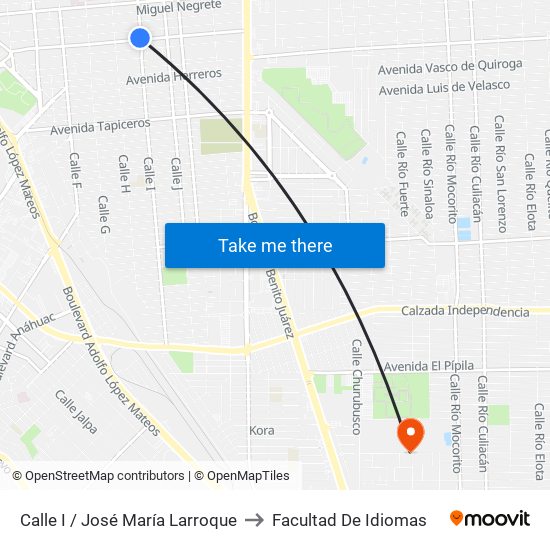 Calle I / José María Larroque to Facultad De Idiomas map