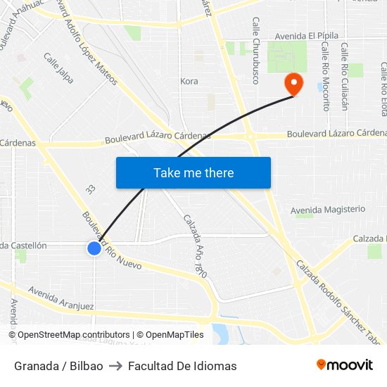 Granada / Bilbao to Facultad De Idiomas map