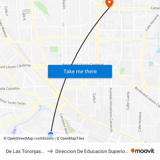 De Las Toronjas / De Los Limones to Direccion De Educacion Superior E Investigacion Cetys Mexicali map