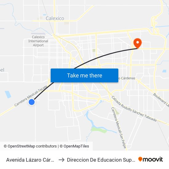 Avenida Lázaro Cárdenas / Progreso Nacional to Direccion De Educacion Superior E Investigacion Cetys Mexicali map