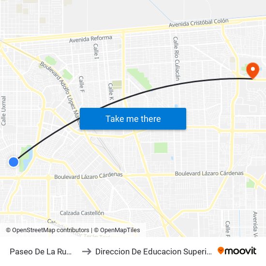 Paseo De La Rumorosa / Del Granizo to Direccion De Educacion Superior E Investigacion Cetys Mexicali map