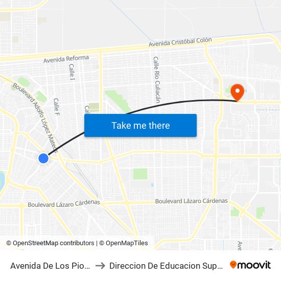 Avenida De Los Pioneros / Calzada Anáhuac to Direccion De Educacion Superior E Investigacion Cetys Mexicali map