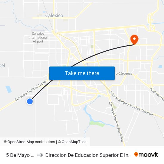 5 De Mayo / Doceava to Direccion De Educacion Superior E Investigacion Cetys Mexicali map