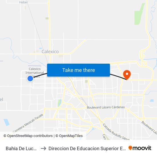 Bahía De Lucerna / Oaxaca to Direccion De Educacion Superior E Investigacion Cetys Mexicali map