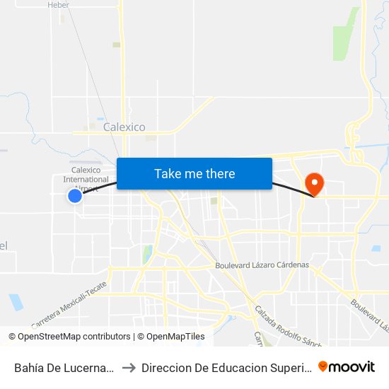 Bahía De Lucerna / Avenida El Rosario to Direccion De Educacion Superior E Investigacion Cetys Mexicali map