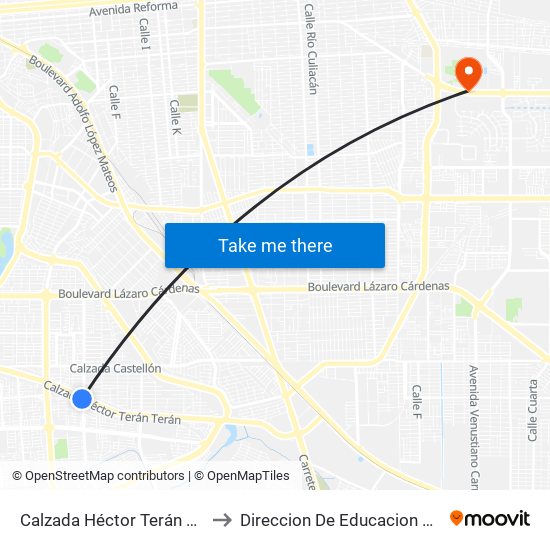 Calzada Héctor Terán Terán / Calzada Lombardo Toledano to Direccion De Educacion Superior E Investigacion Cetys Mexicali map