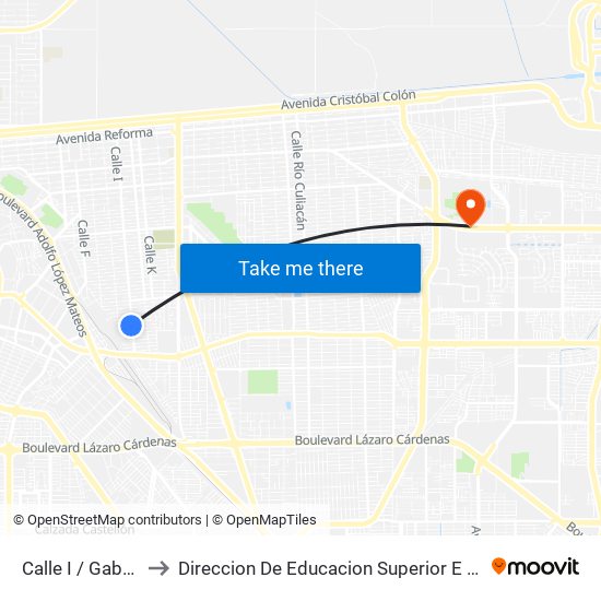 Calle I / Gabriel Mancera to Direccion De Educacion Superior E Investigacion Cetys Mexicali map