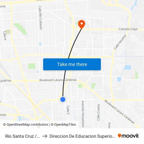 Río Santa Cruz / Río De Las Cañas to Direccion De Educacion Superior E Investigacion Cetys Mexicali map