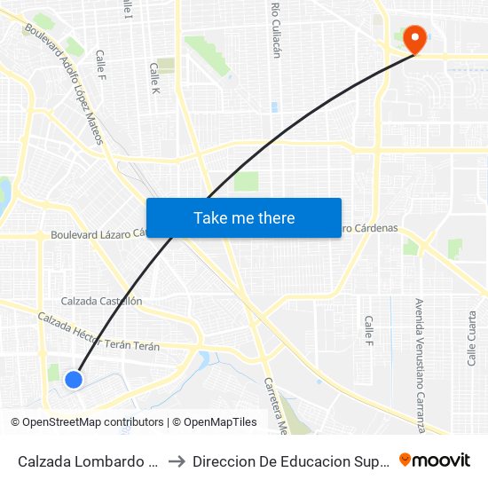 Calzada Lombardo Toledano / Juventud 2000 to Direccion De Educacion Superior E Investigacion Cetys Mexicali map