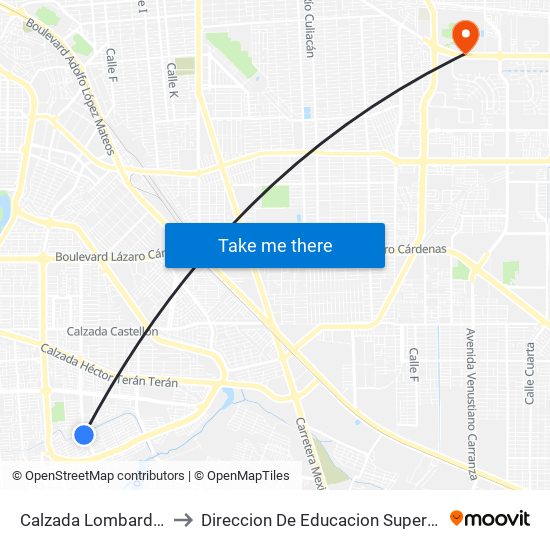 Calzada Lombardo Toledano / Caldera to Direccion De Educacion Superior E Investigacion Cetys Mexicali map