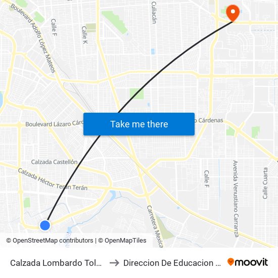 Calzada Lombardo Toledano / Calzada Manuel Gómez Morín to Direccion De Educacion Superior E Investigacion Cetys Mexicali map