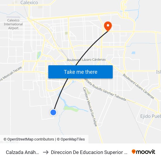 Calzada Anáhuac / Capileiro to Direccion De Educacion Superior E Investigacion Cetys Mexicali map