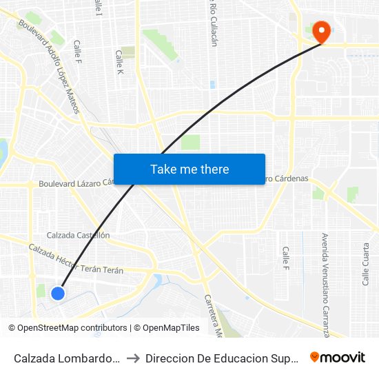 Calzada Lombardo Toledano / Boxeadores to Direccion De Educacion Superior E Investigacion Cetys Mexicali map