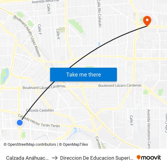 Calzada Anáhuac / Hacienda Del Real to Direccion De Educacion Superior E Investigacion Cetys Mexicali map