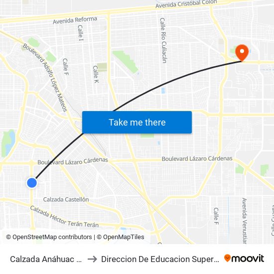 Calzada Anáhuac / Avenida Pontevedra to Direccion De Educacion Superior E Investigacion Cetys Mexicali map