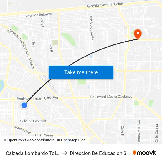Calzada Lombardo Toledano / Avenida Eleno Hernández to Direccion De Educacion Superior E Investigacion Cetys Mexicali map