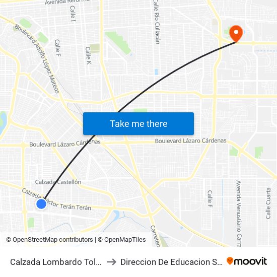 Calzada Lombardo Toledano / Avenida Hacienda Del Real to Direccion De Educacion Superior E Investigacion Cetys Mexicali map
