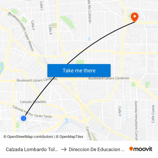 Calzada Lombardo Toledano / Calzada Laguna Xochimilco to Direccion De Educacion Superior E Investigacion Cetys Mexicali map