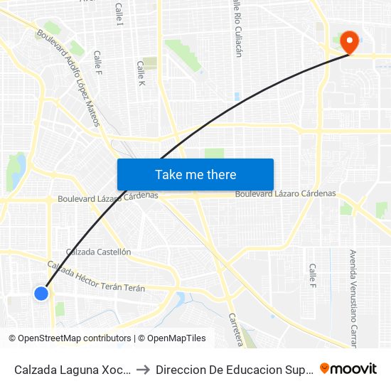 Calzada Laguna Xochimilco / Reino De Navarra to Direccion De Educacion Superior E Investigacion Cetys Mexicali map