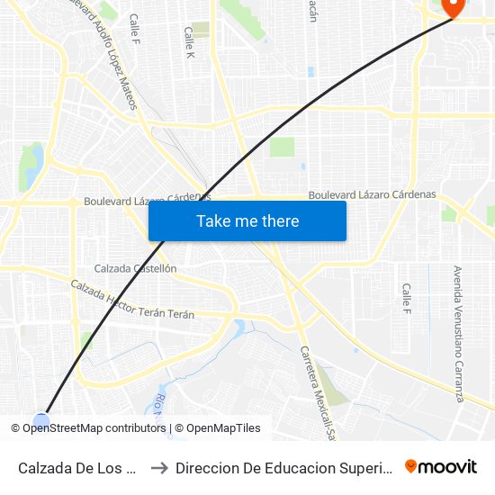 Calzada De Los Reyes / Villarobledo to Direccion De Educacion Superior E Investigacion Cetys Mexicali map