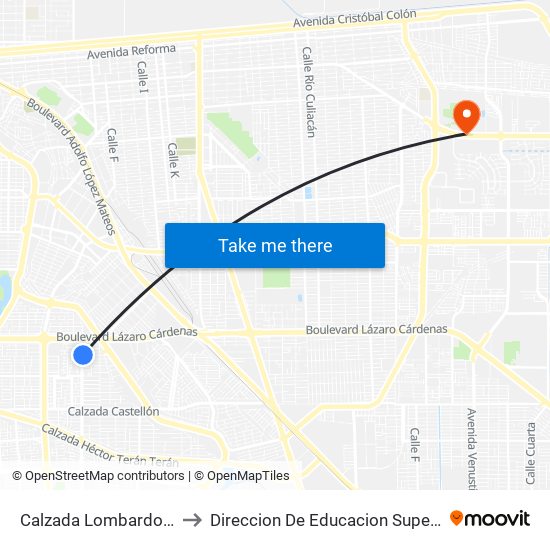 Calzada Lombardo Toledano / Encantadas to Direccion De Educacion Superior E Investigacion Cetys Mexicali map