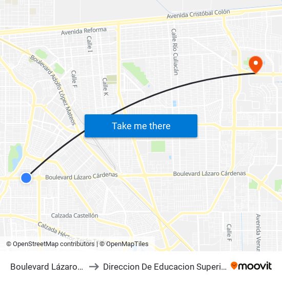 Boulevard Lázaro Cárdenas / Bal-Kach to Direccion De Educacion Superior E Investigacion Cetys Mexicali map