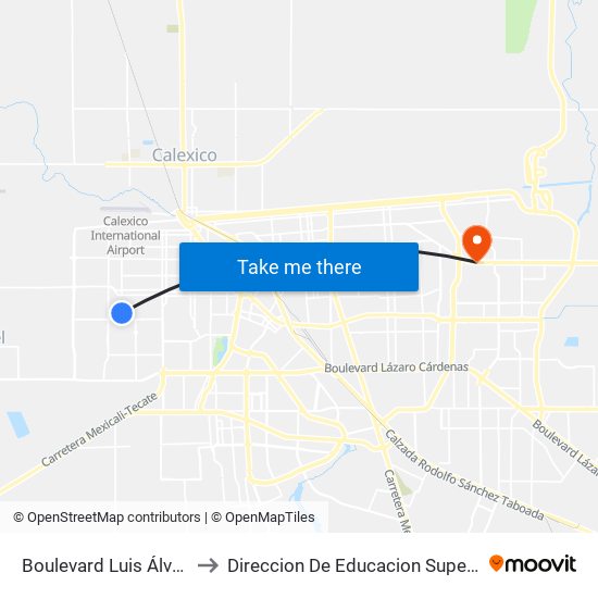 Boulevard Luis Álvarez / Avenida Australia to Direccion De Educacion Superior E Investigacion Cetys Mexicali map