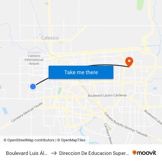 Boulevard Luis Álvarez / Avenida Kenia to Direccion De Educacion Superior E Investigacion Cetys Mexicali map