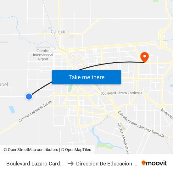 Boulevard Lázaro Cárdenas / Calzada Manuel Gómez Morín to Direccion De Educacion Superior E Investigacion Cetys Mexicali map