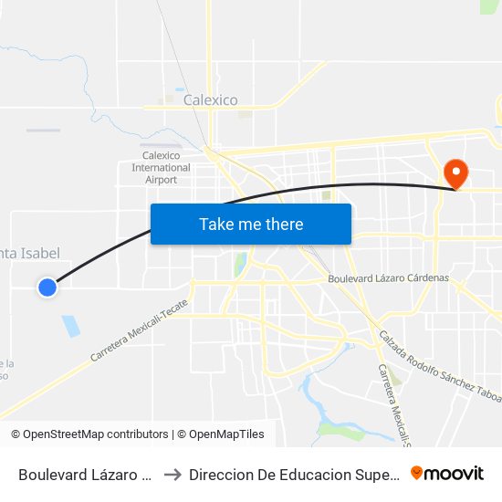Boulevard Lázaro Cárdenas / Del Refugio to Direccion De Educacion Superior E Investigacion Cetys Mexicali map
