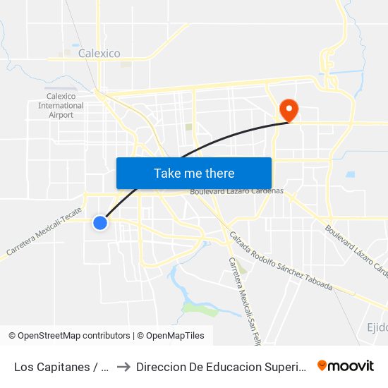Los Capitanes / General Argumedo to Direccion De Educacion Superior E Investigacion Cetys Mexicali map