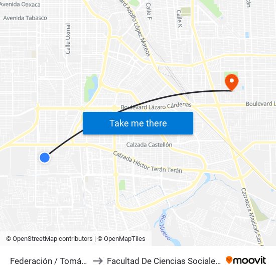 Federación / Tomás Pantoja to Facultad De Ciencias Sociales Y Politicas map