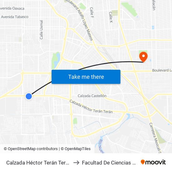 Calzada Héctor Terán Terán / De Los Generales to Facultad De Ciencias Sociales Y Politicas map