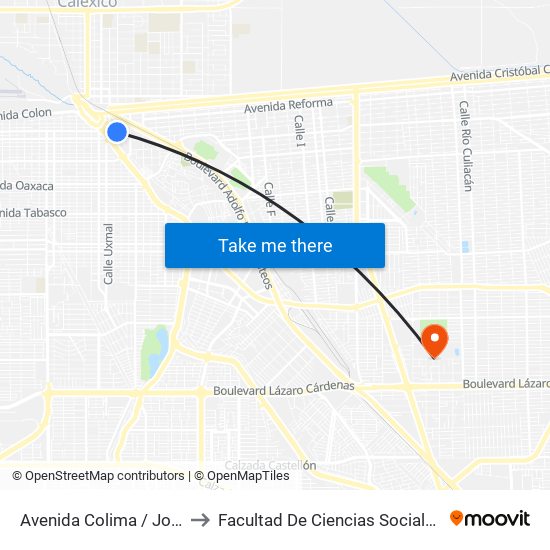 Avenida Colima / José Azueta to Facultad De Ciencias Sociales Y Politicas map