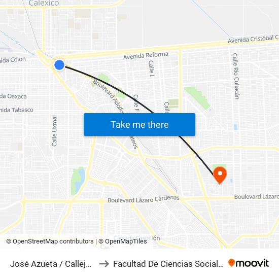 José Azueta / Callejón Reforma to Facultad De Ciencias Sociales Y Politicas map