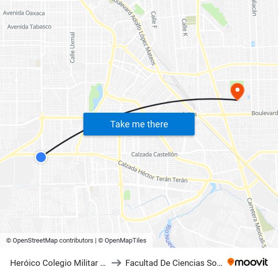 Heróico Colegio Militar / Antonio Medina to Facultad De Ciencias Sociales Y Politicas map