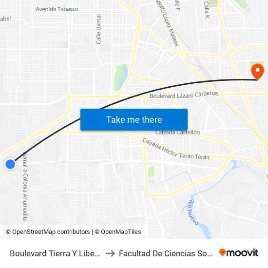 Boulevard Tierra Y Libertad / Periférico to Facultad De Ciencias Sociales Y Politicas map
