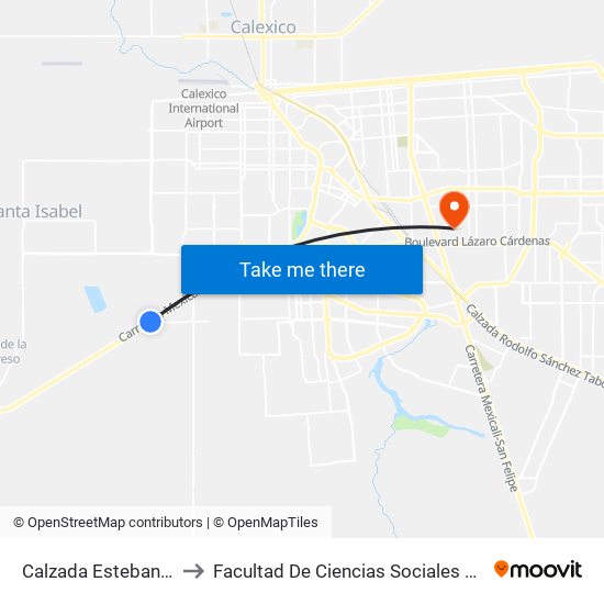 Calzada Esteban Cantú to Facultad De Ciencias Sociales Y Politicas map