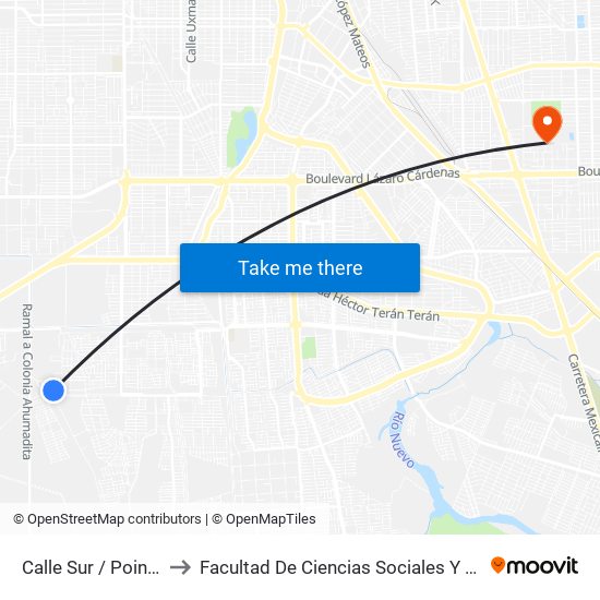 Calle Sur / Poinsetia to Facultad De Ciencias Sociales Y Politicas map