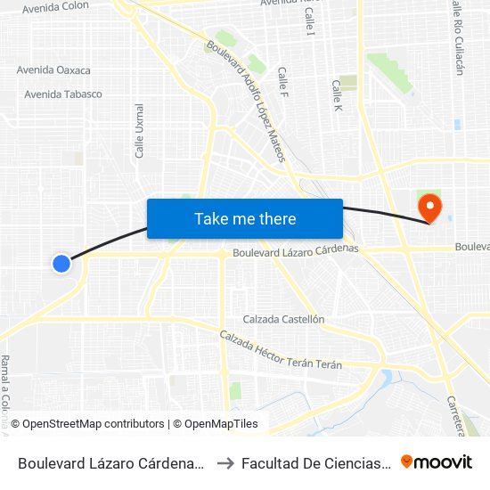 Boulevard Lázaro Cárdenas / Continente Americano to Facultad De Ciencias Sociales Y Politicas map