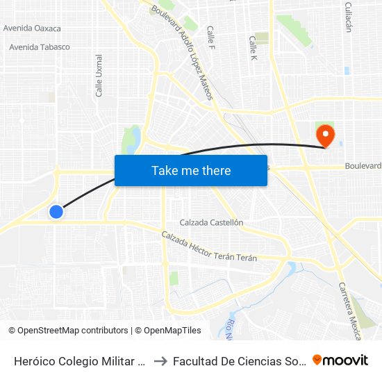 Heróico Colegio Militar / Ciudad Jiménez to Facultad De Ciencias Sociales Y Politicas map