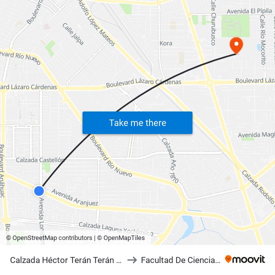 Calzada Héctor Terán Terán / Calzada Lombardo Toledano to Facultad De Ciencias Sociales Y Politicas map