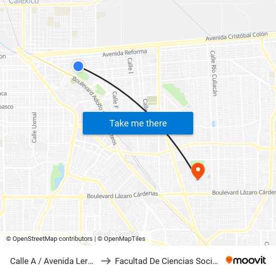 Calle A / Avenida Lerdo De Tejada to Facultad De Ciencias Sociales Y Politicas map