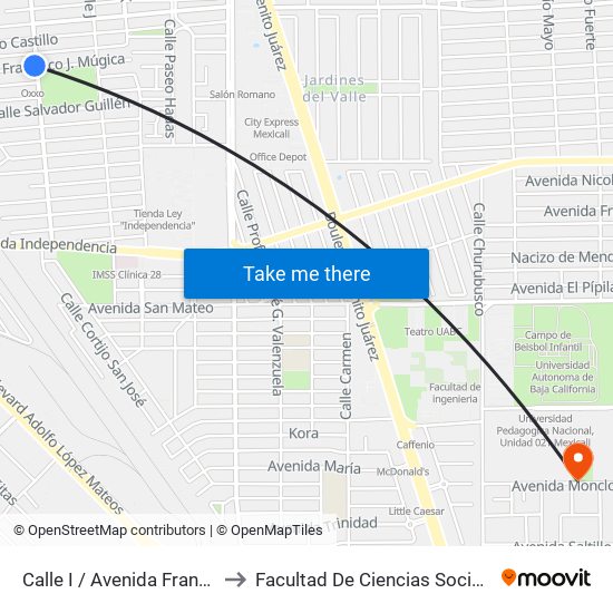 Calle I / Avenida Francisco Mujica to Facultad De Ciencias Sociales Y Politicas map