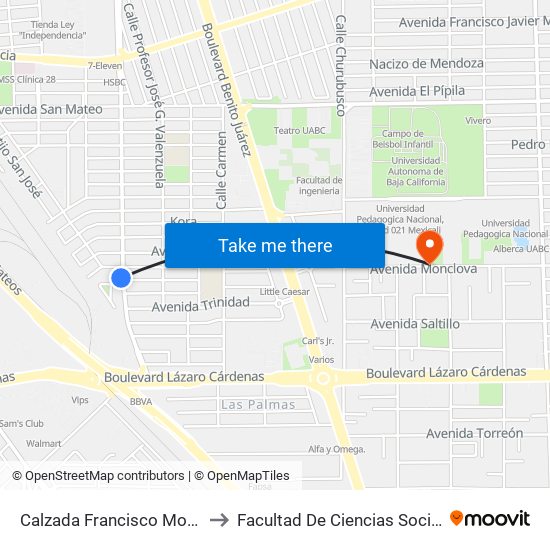 Calzada Francisco Montejano / Olga to Facultad De Ciencias Sociales Y Politicas map