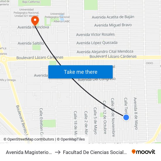 Avenida Magisterio / Tercera to Facultad De Ciencias Sociales Y Politicas map